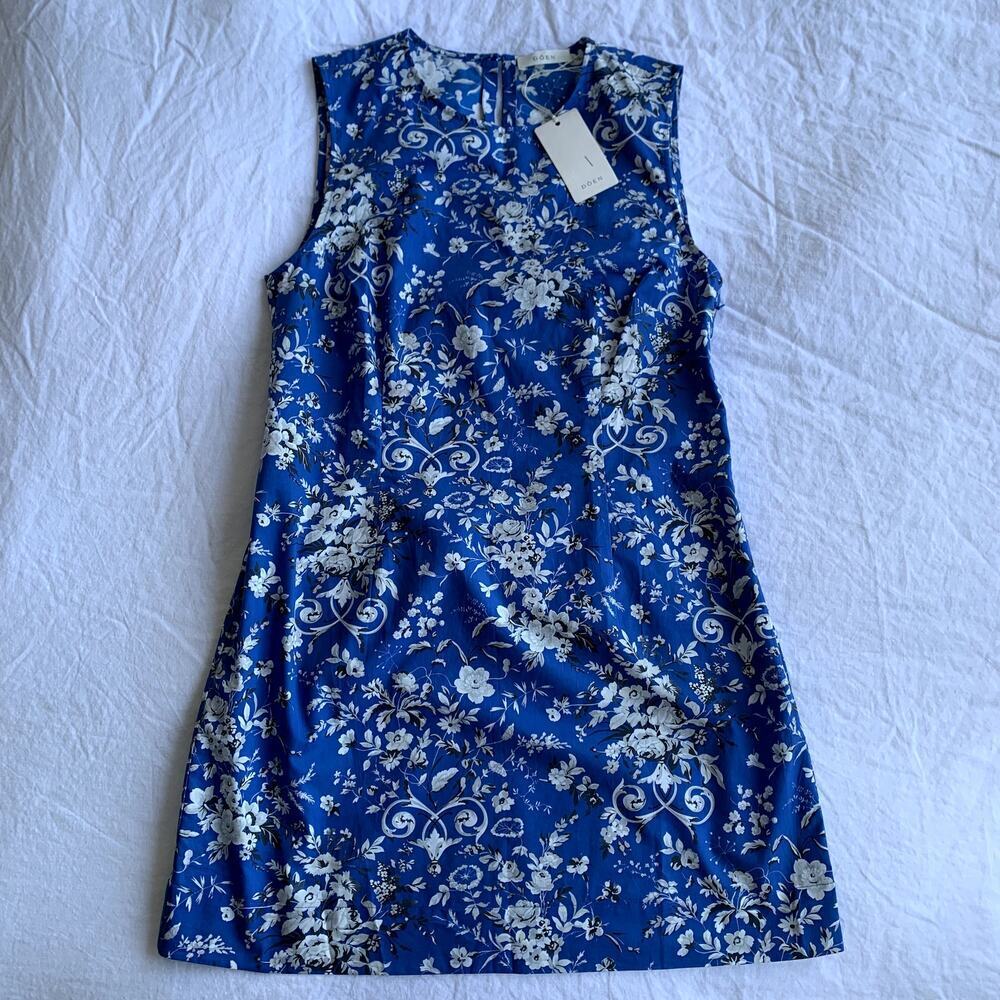NWT Doen Adele Cotton Sleeveless Floral Mini Dress Jardins De La Fontaine Blue - Picture 7 of 13
